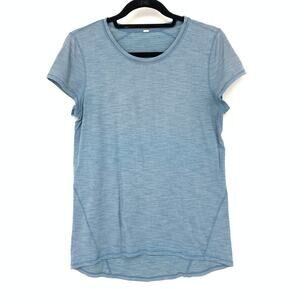 Lululemon Short Sleeve Activewear T-Shirt Womens Apx Sz 10 Blue Stripe